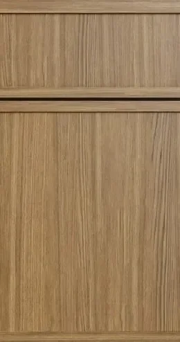 White oak cabinet doors with vertical grain and frame-and-panel construction