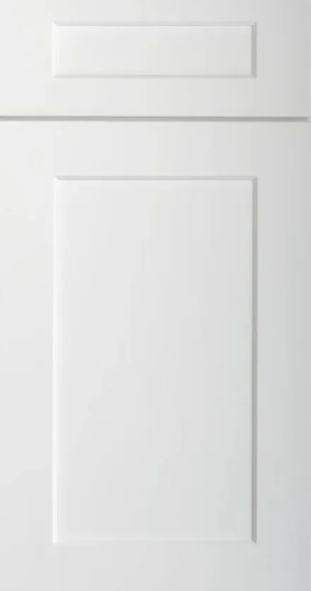 White shaker cabinet doors with recessed panels and frame joinery
