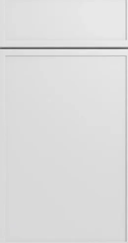 White shaker cabinet doors with recessed panels and stile-and-rail frame construction