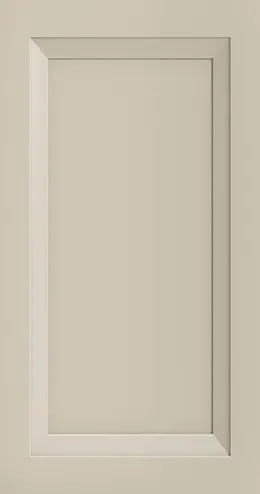 Cashmere finish cabinet door with recessed panel frame construction