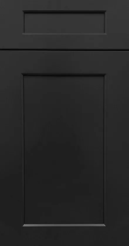 Black shaker cabinet doors with recessed panels and frame-and-panel construction