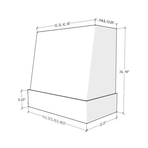 Technical drawing of custom angled cabinet with two-tier base and detailed measurements