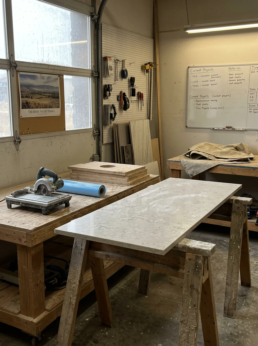 Countertop fabrication for a bathroom remodel in Middleton, Idaho
